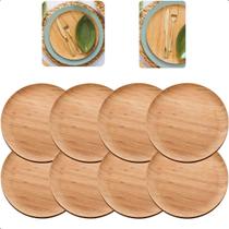 Jogo 6 Pratos Bambu Natural Raso 27cm Almoço Jantar Verona Luxo Mesa Posta Lyor