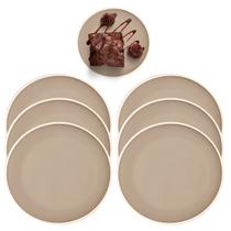 Jogo 6 Pratos Bege em Melamina Oriental 15cm Restaurantes
