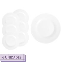 Jogo 6 Pratos Brancos Menu Raso 24cm Restaurante Almoço Jogo 6 Pratos Brancos Menu Raso 24cm Restaurante Almoço