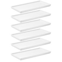 Jogo 6 Pratos Brancos Retangulares Servir Petiscos 27x13cm Comida Japonesa Bandeja Decorativa Uno Coza Plástica