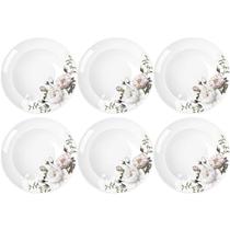 Jogo 6 Pratos de Porcelana com Estampa Floral Germer Fundos Redondos 23cm Garden Jogo 6 Pratos de Porcelana com Estampa Floral Germer Fundos Redondos 23cm Garden