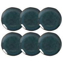 Jogo 6 Pratos de Sobremesa 19,5cm Orgânico Azul Oceano Bolo Jogo 6 Pratos de Sobremesa 19,5cm Orgânico Azul Oceano Bolo
