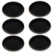 Jogo 6 Pratos de Sobremesa 21,5cm de Melamina Class Preto Raso Lanches Bolos Tortas Wolff Jogo 6 Pratos de Sobremesa 21,5cm de Melamina Class Preto Raso Lanches Bolos Tortas Wolff