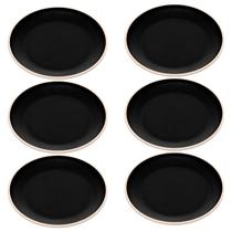 Jogo 6 Pratos de Sobremesa 21,5cm de Melamina Class Preto Raso Lanches Bolos Tortas Wolff Jogo 6 Pratos de Sobremesa 21,5cm de Melamina Class Preto Raso Lanches Bolos Tortas Wolff