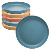 Jogo 6 Pratos de Sobremesa Fibra de Bambu PP Stripes Cores Sortidas 20cm Lyor