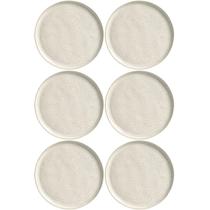 Jogo 6 Pratos de Sobremesa Off White 21,5cm Cerâmica Stoneware Bio Vanilla Porto Brasil