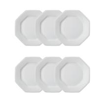 Jogo 6 Pratos de Sobremesa Prisma Brancos 20,5 cm Porcelana Schmidt