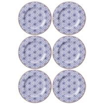 Jogo 6 Pratos de Sobremesa Tramontina Abstratta em Porcelana Decorada 21cm Servir Doce Torta Jogo 6 Pratos de Sobremesa Tramontina Abstratta em Porcelana Decorada 21cm Servir Doce Torta
