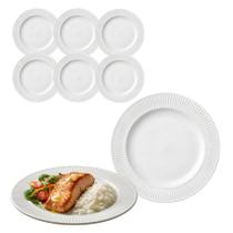 Jogo 6 Pratos De Vidro Redondo Fundo Opaline Branco 24cm Jogo 6 Pratos De Vidro Redondo Fundo Opaline Branco 24cm
