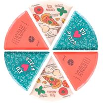 Jogo 6 Pratos Formato Pizza Melamina Rígida Triangulo Estampa Jogo 6 Pratos Formato Pizza Melamina Rígida Triangulo Estampa