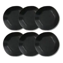 Jogo 6 Pratos Fundo 22,5cm Ryo Volcano Preto Fosco Oxford Porcelanas
