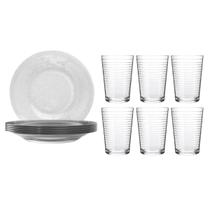 Jogo 6 Pratos Fundo Acqua + 6 Copos Ginga 265ml Conjunto