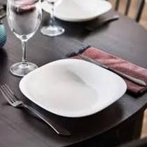 Jogo 6 Pratos Fundo Opalino Quadrado 21cm