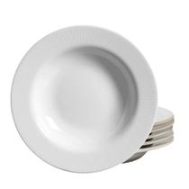 Jogo 6 Pratos Fundo Plissan Relevo Branco 25cm Cerâmica Alleanza Jogo 6 Pratos Fundo Plissan Relevo Branco 25cm Cerâmica Alleanza