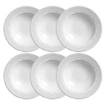 Jogo 6 Pratos Fundo Porto Brasil Madeleine 1 Linha Cerâmica