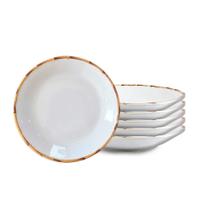 Jogo 6 Pratos Fundos Borda de Bambu 24cm 1ª Linha Scalla