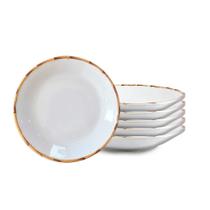 Jogo 6 Pratos Fundos Borda de Bambu 24cm 1ª Linha Scalla