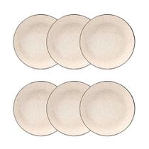 Jogo 6 Pratos Fundos Cerâmica Oxford Flat Duna 20,5 Cm: Minimalista Jogo 6 Pratos Fundos Cerâmica Oxford Flat Duna 20,5 Cm: Minimalista