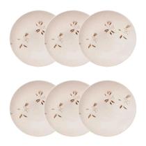 Jogo 6 Pratos Fundos Cerâmica Oxford Unni Orquídea 20,5 Cm: Floral Jogo 6 Pratos Fundos Cerâmica Oxford Unni Orquídea 20,5 Cm: Floral