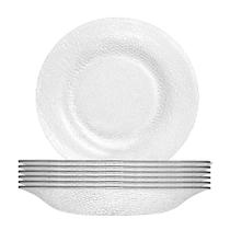 Jogo 6 Pratos Fundos De Vidro 22 cm Almoço Jantar Mesa Transparente Duralex Nadir