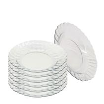 Jogo 6 Pratos Fundos De Vidro Transparente Marguerite 22 Cm