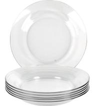 Jogo 6 Pratos Fundos Duralex + 18 Talheres Inox Tramontina