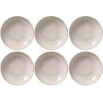 Jogo 6 Pratos Fundos Porto Brasil Bio Latte 22cm Cerâmica Off White Feijoada Caldos Cremes