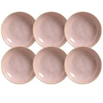 Jogo 6 Pratos Fundos Rosa Cerâmica Porto Brasil 830ml Talhar Jogo 6 Pratos Fundos Rosa Cerâmica Porto Brasil 830ml Talhar