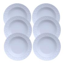 Jogo 6 Pratos Fundos Sopa Tassel Relevo Porcelana Germer