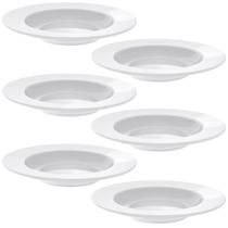 Jogo 6 Pratos Fundos Tramontina Porcelana 23cm Aba Larga Branco Maria Augusta