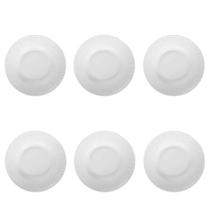 Jogo 6 Pratos Fundos Vidro Opaline Branco Temperado, Kit, Conjunto - Allmix