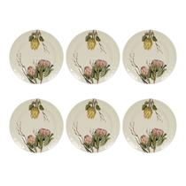 Jogo 6 Pratos Melamina Cor Branco Flor 28cm Raso Resistente Jogo 6 Pratos Melamina Cor Branco Flor 28cm Raso Resistente