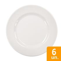 Jogo 6 Pratos Melamina Redondo Raso Cozinha 28cm Linha Hotel