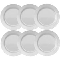 Jogo 6 Pratos Menu Raso 26cm Vidro Duralex Liso Branco Nadir Jogo 6 Pratos Menu Raso 26cm Vidro Duralex Liso Branco Nadir