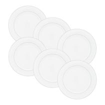 Jogo 6 pratos para sobremesa 19cm de porcelana branca com borda prateada Monaco Wolff - 18077 Jogo 6 pratos para sobremesa 19cm de porcelana branca com borda prateada Monaco Wolff - 18077
