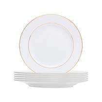Jogo 6 pratos para sobremesa 19cm de porcelana branca com fio de ouro Monaco Wolff - 18083 Jogo 6 pratos para sobremesa 19cm de porcelana branca com fio de ouro Monaco Wolff - 18083