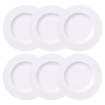 Jogo 6 Pratos para Sobremesa Porcelana Branca 21cm Tramontina Mesa Posta Sobremesa Doces Ingrid