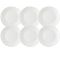 Jogo 6 Pratos para Sobremesa Rasos 18cm Branco Plástico Coza Mesa Posta