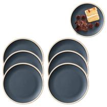 Jogo 6 Pratos Preto em Melamina Oriental 21,5cm Luxo