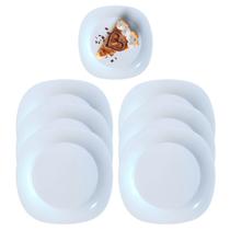 Jogo 6 Pratos Quadrado Branco 20cm em Melamina Premium Jogo 6 Pratos Quadrado Branco 20cm em Melamina Premium
