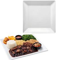Jogo 6 Pratos Quadrado Raso Melamina 25cm Branco Buffet Jogo 6 Pratos Quadrado Raso Melamina 25cm Branco Buffet