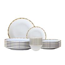 Jogo 6 Pratos Raso+6 Sobremesa+6 Bowls Bambu 1ª Linha Scalla