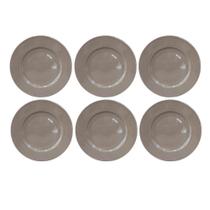 Jogo 6 Pratos Raso Cerâmica Nude 26Cm Class Home