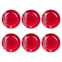 Jogo 6 Pratos Raso Coca Cola De Melanina 25cm - Vermelho