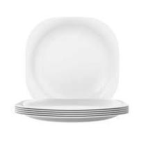 Jogo 6 Pratos Raso Opalino Quadrado 26cm