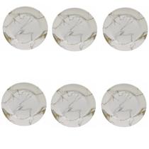 Jogo 6 Pratos Raso Refeição 25cm Melamina Decorada Marmore Jogo 6 Pratos Raso Refeição 25cm Melamina Decorada Marmore