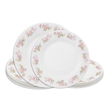 Jogo 6 Pratos Rasos 25,5cm 6 Pratos de Sobremesa 20cm Vidro Branco Flowers Em Casa Tem Jogo 6 Pratos Rasos 25,5cm 6 Pratos de Sobremesa 20cm Vidro Branco Flowers Em Casa Tem