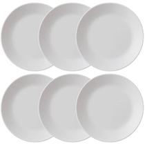 Jogo 6 Pratos Rasos 25,5cm Refeição Branco Redondo Plástico Cozy Coza Lanches Almoço Jantar