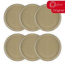 Jogo 6 Pratos Rasos 26cm Flat Ocre Cerâmica Oxford