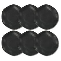 Jogo 6 Pratos Rasos 27,5cm Ryo Volcano Preto Fosco Oxford Porcelanas